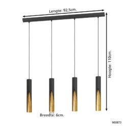 EGLO Barbotto Hanglamp - GU10 - Zwart, Goud 12 EGLO Barbotto Hanglamp - GU10 - Zwart, Goud -Leen Bakker 013e62823adc4dd5823923d68c9fbee3