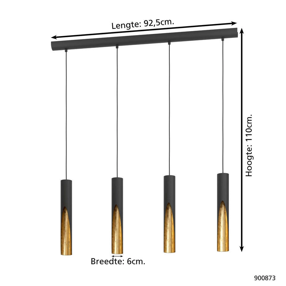 EGLO Barbotto Hanglamp - GU10 - Zwart, Goud 5 EGLO Barbotto Hanglamp - GU10 - Zwart, Goud - Afbeelding 5