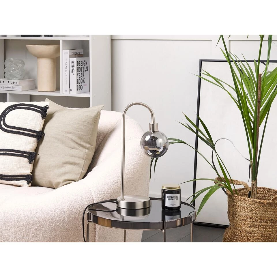 Beliani Tafellamp RAMIS - Zilver Staal 4 Beliani Tafellamp RAMIS - Zilver Staal - Afbeelding 4