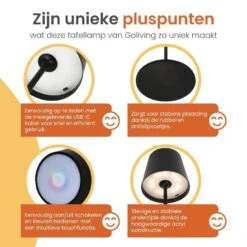 Goliving Chroma Tafellamp Oplaadbaar – Draadloos En Dimbaar – Touch – Nachtlamp -Leen Bakker 0503ef9c969e446d8bc1c92e4514b5d3