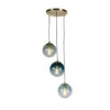 QAZQA Art Deco Hanglamp Messing Met Blauwe Glazen - Pallon