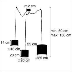 QAZQA Hanglamp Met 3 Velours Kappen Bloemen Met Goud - Cava -Leen Bakker 1000015019 0102