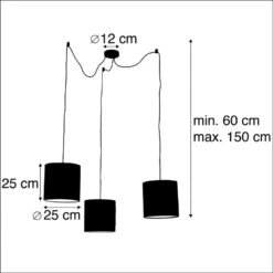 QAZQA Hanglamp Met 3 Velours Kappen Geel Met Goud - Cava -Leen Bakker 1000015024 0102