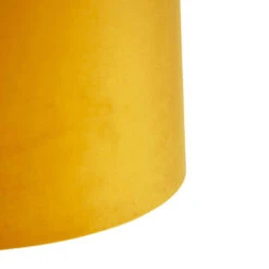 QAZQA Hanglamp Met 3 Velours Kappen Geel Met Goud - Cava -Leen Bakker 1000015024 0103