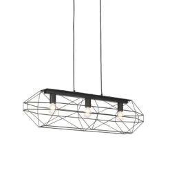 QAZQA IndustriÃ«le Hanglamp Zwart 3-lichts - Carcass