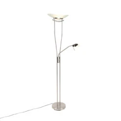 QAZQA Moderne Vloerlamp Staal Incl. LED En Dimmer - Lexus