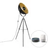 QAZQA IndustriÃ«le Smart Vloerlamp Zwart Tripod Incl. WiFi A60 - Magna 50 Eglip