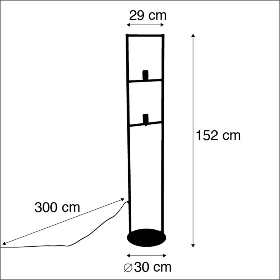 QAZQA Industriële Vloerlamp 2-lichts Zwart - Simple Cage 4 QAZQA Industriële Vloerlamp 2-lichts Zwart - Simple Cage - Afbeelding 4