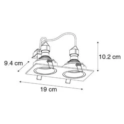 QAZQA Vierkante Inbouwspot Zwart Verstelbaar 2-lichts - Chuck 6 QAZQA Vierkante Inbouwspot Zwart Verstelbaar 2-lichts - Chuck -Leen Bakker 1000015172 0102