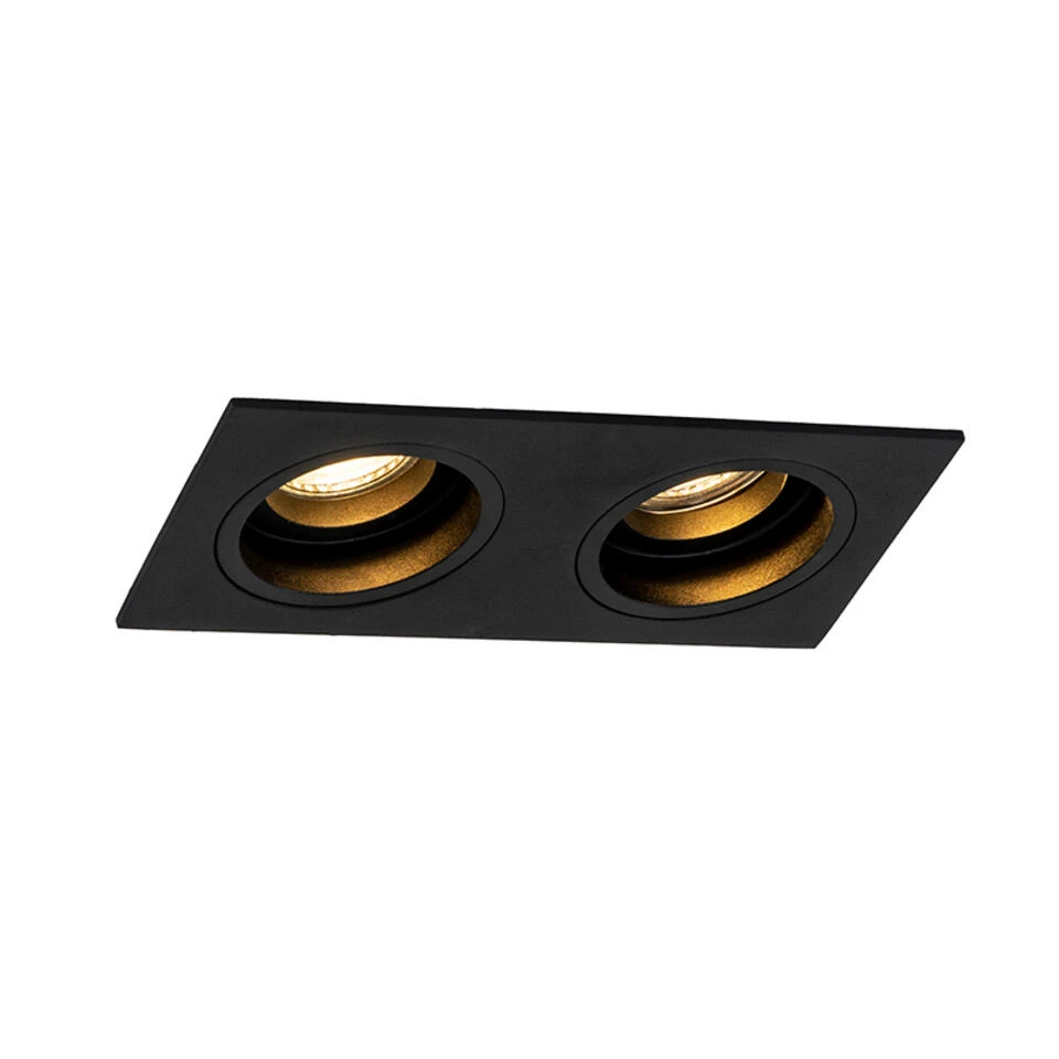 QAZQA Vierkante Inbouwspot Zwart Verstelbaar 2-lichts - Chuck 4 QAZQA Vierkante Inbouwspot Zwart Verstelbaar 2-lichts - Chuck - Afbeelding 4