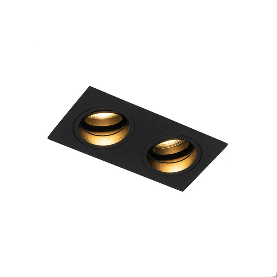 QAZQA Vierkante Inbouwspot Zwart Verstelbaar 2-lichts - Chuck 1 QAZQA Vierkante Inbouwspot Zwart Verstelbaar 2-lichts - Chuck