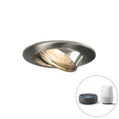 QAZQA Smart Inbouwspot Staal Incl. WiFi GU10 Kantelbaar - Edu