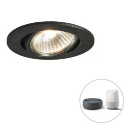 QAZQA Smart Inbouwspot Zwart Kantelbaar Incl. Wifi GU10 - Cisco