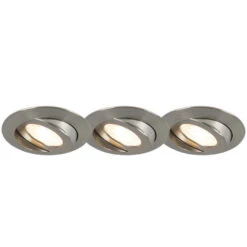 QAZQA Set Van 3 Inbouwspots Staal Incl. LED IP44 - Relax LED
