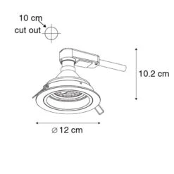 QAZQA Ronde Inbouwspot Wit Verstelbaar - Chuck 70 -Leen Bakker 1000015253 0102