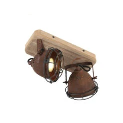 QAZQA Smart Spot Roestbruin Met Hout Incl. 2 Wifi GU10 - Gina