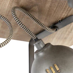 QAZQA Smart Plafondlamp Staal Met Hout Incl. 4 WiFi GU10 - Emado -Leen Bakker 1000015320 0103