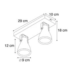 QAZQA IndustriÃ«le Spot Grijs Beton 2-lichts - Creto -Leen Bakker 1000015332 0102