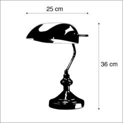 QAZQA Klassieke Tafellamp/notarislamp Messing Met Groen Glas - Banker -Leen Bakker 1000015335 0102