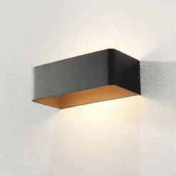 Artdelight Wandlamp Mainz - 2 Lichts - 10 X7 Cm - Zwart - Goud