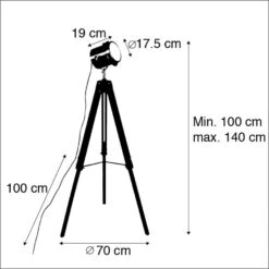 QAZQA IndustriÃ«le Vloerlamp Tripod Hout Met Studiospot - Braha -Leen Bakker 1000021774 0102