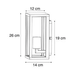 QAZQA IndustriÃ«le Wandlamp Zwart 26 Cm IP44 - Charlois -Leen Bakker 1000021924 0102