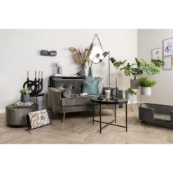 Leitmotiv Tafellamp Gala - IJzer Muisgrijs Met Glazen Bal - 32x15cm -Leen Bakker 1000024812 0110