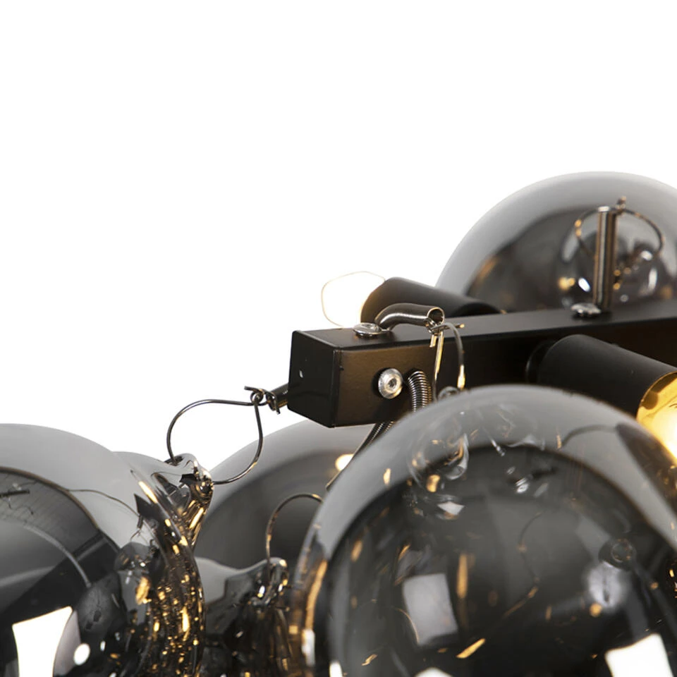 QAZQA Design Hanglamp Zwart Met Smoke Glas 8-lichts - Uvas 4 QAZQA Design Hanglamp Zwart Met Smoke Glas 8-lichts - Uvas - Afbeelding 4
