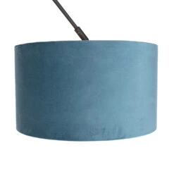 QAZQA Hanglamp Met Velours Kap Blauw Met Goud 35 Cm - Blitz I Zwart -Leen Bakker 1000024879 0103