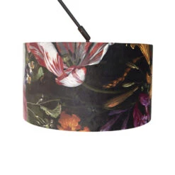 QAZQA Hanglamp Met Velours Kap Bloemen Met Goud 35 Cm - Blitz I Zwart -Leen Bakker 1000024884 0103