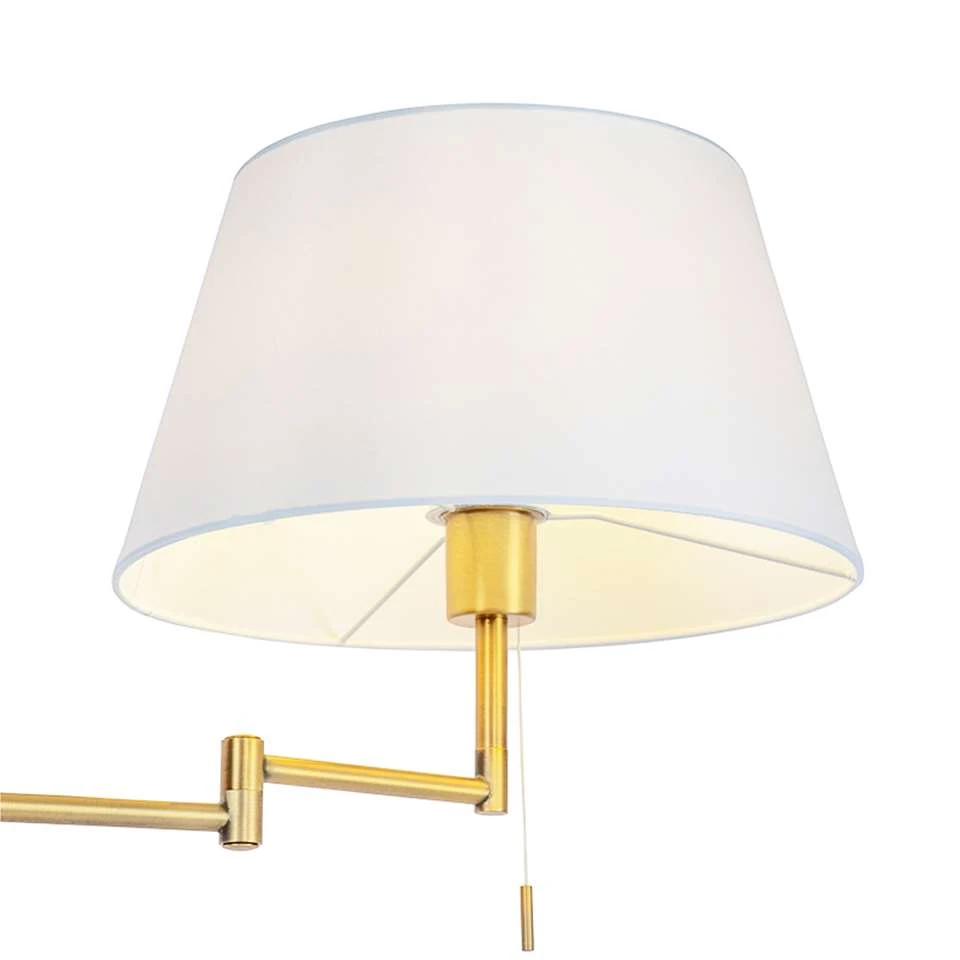 QAZQA Vloerlamp Brons Met Witte Kap En Verstelbare Arm - Ladas Deluxe 2 QAZQA Vloerlamp Brons Met Witte Kap En Verstelbare Arm - Ladas Deluxe - Afbeelding 2