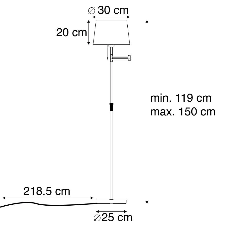 QAZQA Vloerlamp Brons Met Witte Kap En Verstelbare Arm - Ladas Deluxe 4 QAZQA Vloerlamp Brons Met Witte Kap En Verstelbare Arm - Ladas Deluxe - Afbeelding 4