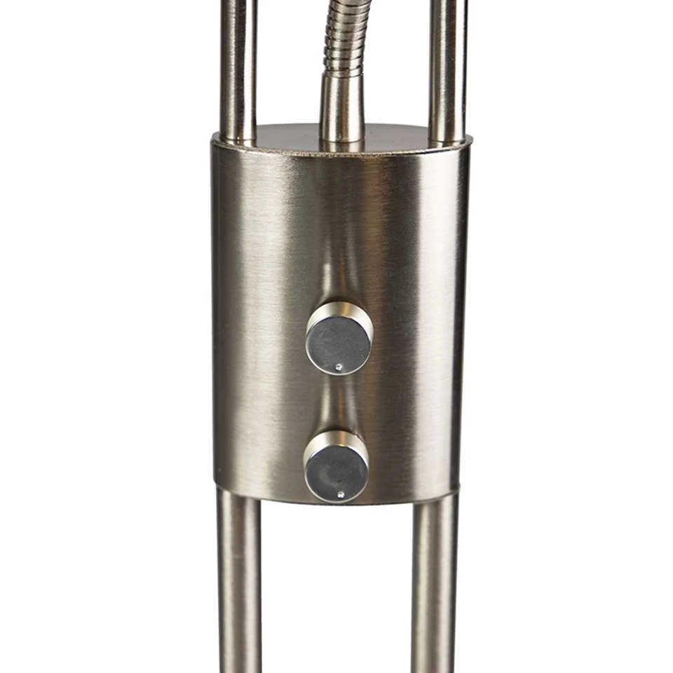 QAZQA Moderne Vloerlamp Staal Incl. LED Met Leesarm - Ibiza 2 QAZQA Moderne Vloerlamp Staal Incl. LED Met Leesarm - Ibiza - Afbeelding 2