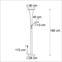 QAZQA Moderne Vloerlamp Staal Incl. LED Met Leesarm - Ibiza 7 QAZQA Moderne Vloerlamp Staal Incl. LED Met Leesarm - Ibiza -Leen Bakker 1000024898 0103