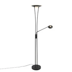 QAZQA Moderne Vloerlamp Zwart Incl. LED Met Leesarm - Ibiza