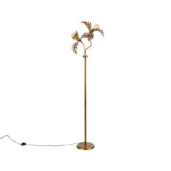 QAZQA Vintage Vloerlamp Goud 2-lichts - Botanica