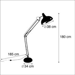 QAZQA IndustriÃ«le Vloerlamp Zwart Verstelbaar - Hobby -Leen Bakker 1000024908 0102