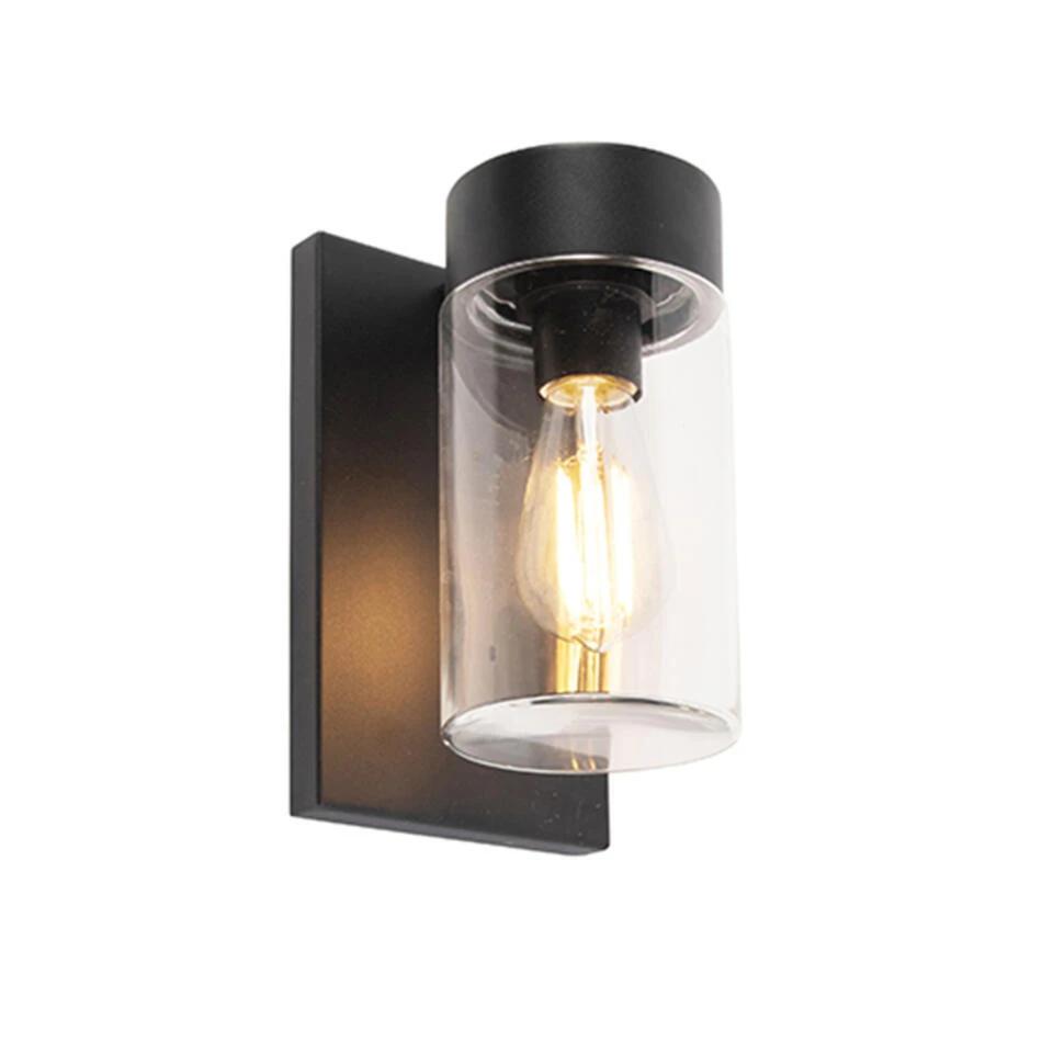 QAZQA Moderne Buitenwandlamp RVS Zwart IP44 - Jarra 1 QAZQA Moderne Buitenwandlamp RVS Zwart IP44 - Jarra