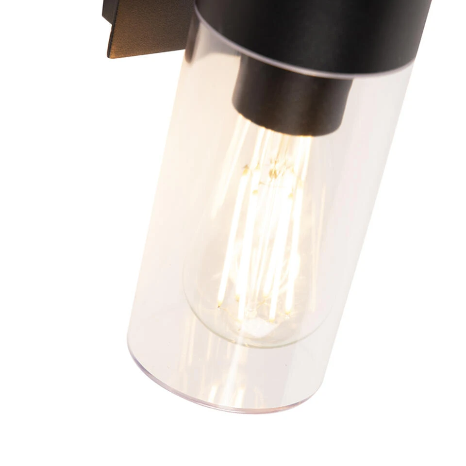 QAZQA Moderne Buitenwandlamp Zwart - Rullo 2 QAZQA Moderne Buitenwandlamp Zwart - Rullo - Afbeelding 2