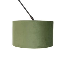 QAZQA Hanglamp Met Velours Kap Groen Met Goud 35 Cm - Blitz I Zwart -Leen Bakker 1000025174 0103