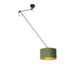 QAZQA Hanglamp Met Velours Kap Groen Met Goud 35 Cm - Blitz I Zwart
