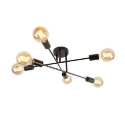 QAZQA IndustriÃ«le Plafondlamp Zwart 6-lichts - Sydney Bondi -Leen Bakker 1000025185 0103