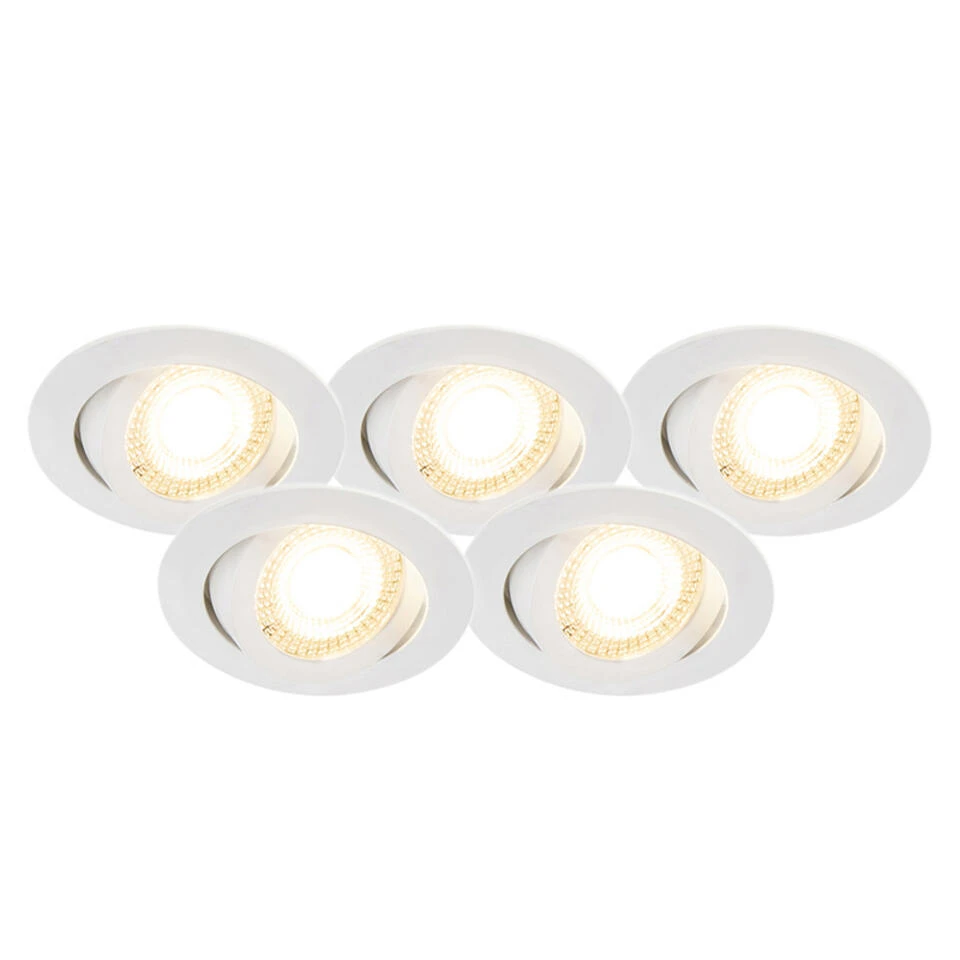QAZQA Set Van 5 Inbouwspots Wit Incl. LED 3-staps Dimbaar - Mio 1 QAZQA Set Van 5 Inbouwspots Wit Incl. LED 3-staps Dimbaar - Mio