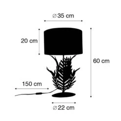 QAZQA Vintage Tafellamp Goud Met Velours Kap Taupe 35 Cm - Botanica -Leen Bakker 1000031778 0102