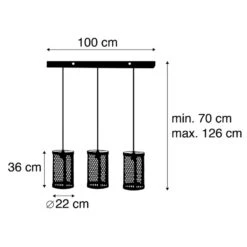 QAZQA IndustriÃ«le Hanglamp Zwart Met Hout 3-lichts - Cage Robusto -Leen Bakker 1000031822 0102