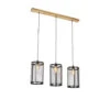 QAZQA IndustriÃ«le Hanglamp Zwart Met Hout 3-lichts - Cage Robusto