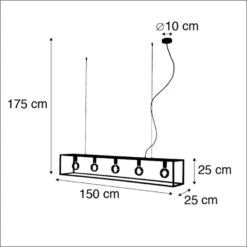 QAZQA Industriële Hanglamp Grijs 5-lichts - Cage -Leen Bakker 1000031851 0102