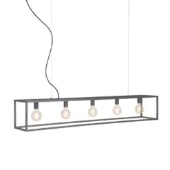 QAZQA Industriële Hanglamp Grijs 5-lichts - Cage