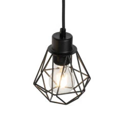 QAZQA Landelijke Hanglamp Zwart Met Hout 6-lichts - Chon -Leen Bakker 1000031858 0102