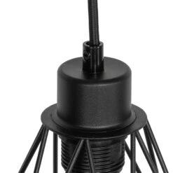 QAZQA Landelijke Hanglamp Zwart Met Hout 6-lichts - Chon -Leen Bakker 1000031858 0103